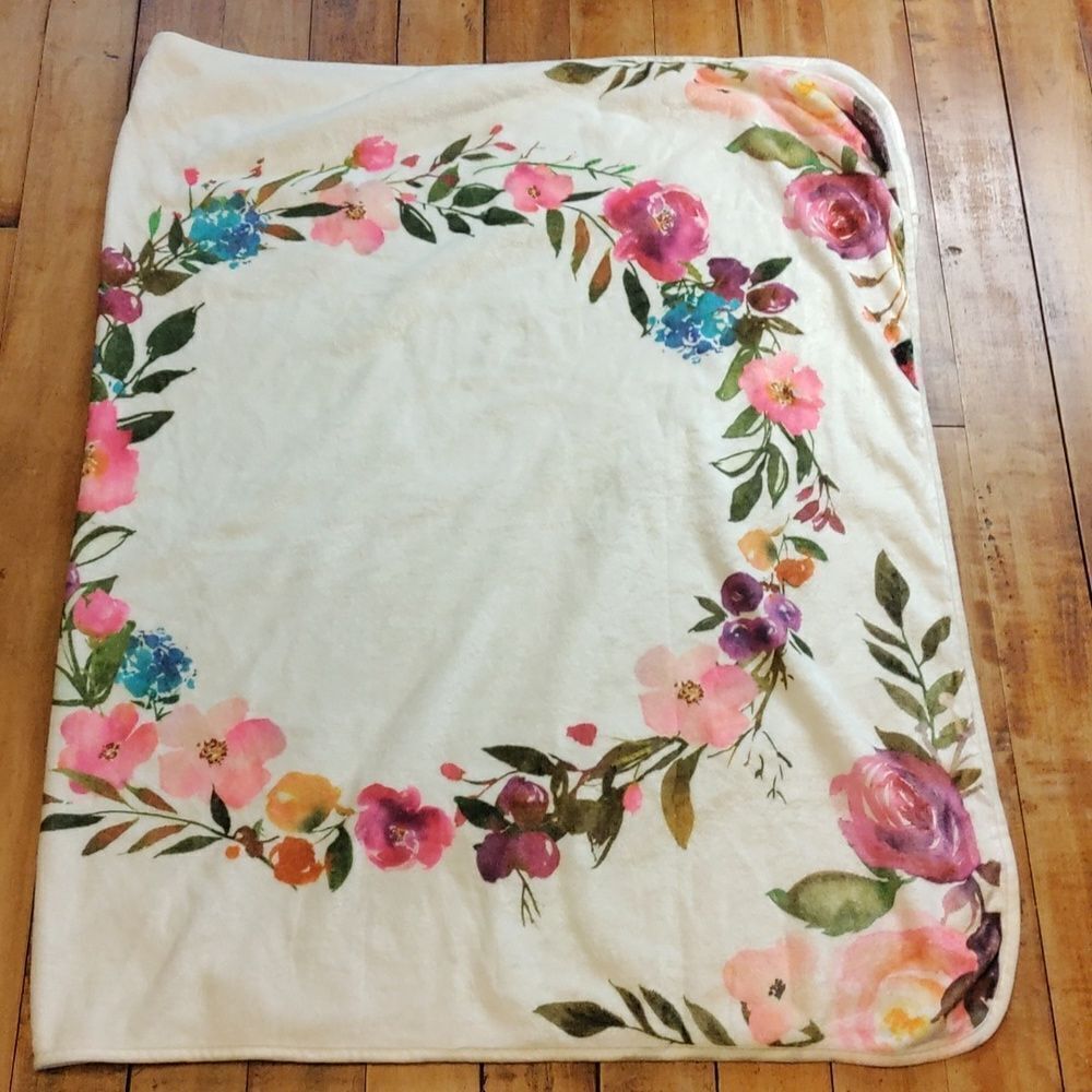 Baby Milestone Blanket Pink Floral Baby Girl White Spring - Picture 8 of 12